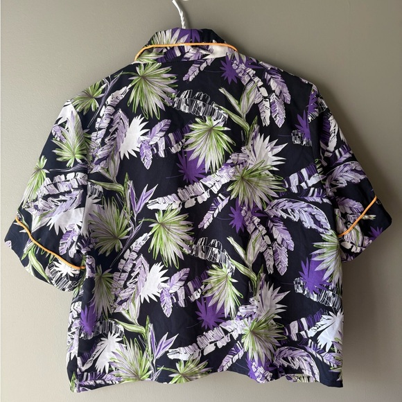 Very J, size L, cropped purple short sleeve Hawaii button up shirt, cotton - Picture 4 of 4